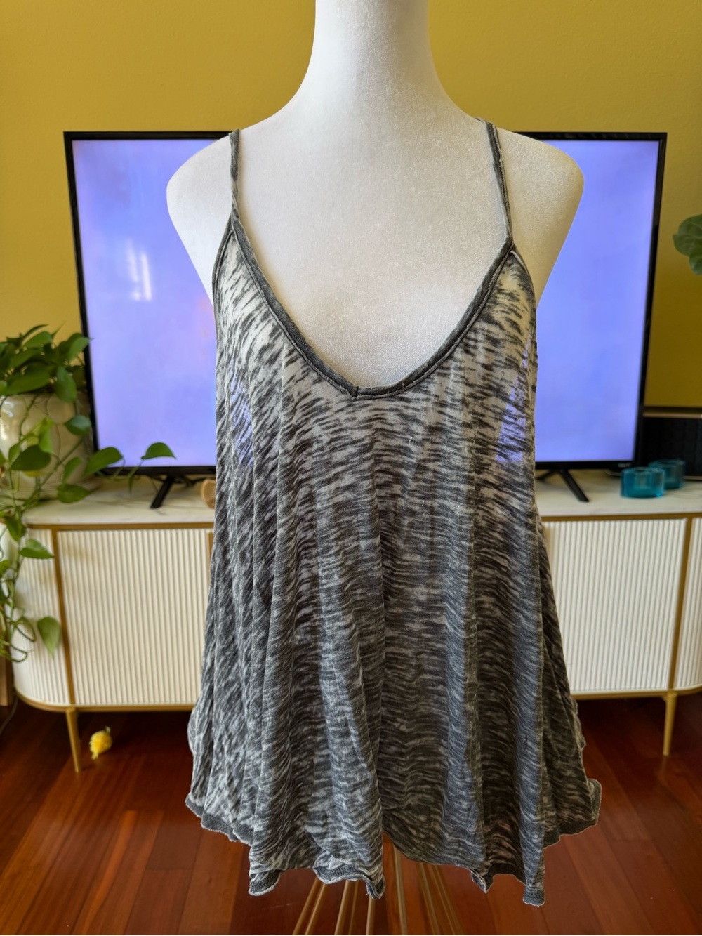We The Free Gray Marble V-Neck Camisole